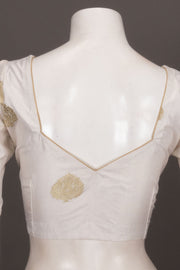Cream Banarasi Katan Silk Blouse 10073414