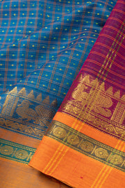 Blue Thousand Buttas Chettinad Cotton Saree 10073622