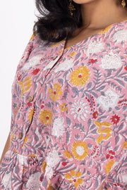 Pink Hand Block Printed Cotton Crop Top 10074289