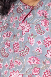 Blue Hand Block Printed Cotton Crop Top 10074296