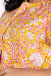 Yellow Hand Block Printed Cotton Crop Top 10074303