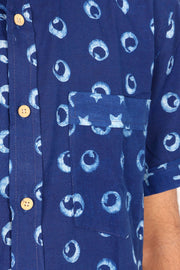Indigo Handblock Print Pre-Washed Pure Cotton Shirt 10074401