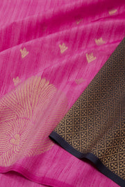 Hot Pink Jute Weave Kanjivaram Vegan Silk Saree 10074637