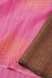 Neon Pink Jute Weave Kanjivaram Vegan Silk Saree 10074638
