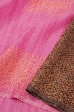 Neon Pink Jute Weave Kanjivaram Vegan Silk Saree 10074638