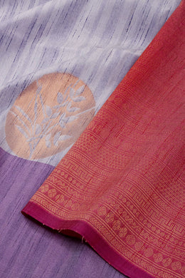 Cadet Grey Jute Weave Kanjivaram Vegan Silk Saree 10074639