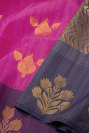 Magenta Jute Weave Kanjivaram Vegan Silk Saree 10074640