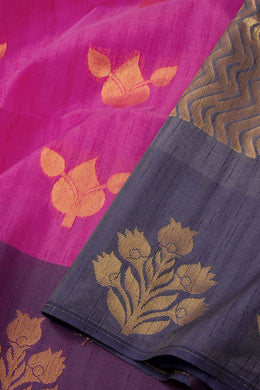 Magenta Jute Weave Kanjivaram Vegan Silk Saree 10074640