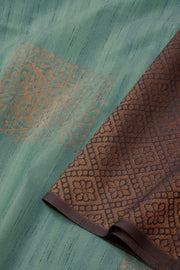 Turquoise Green Jute Weave Kanjivaram Vegan Silk Saree 10074641