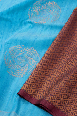 Blue Jute Weave Kanjivaram Vegan Silk Saree 10074642