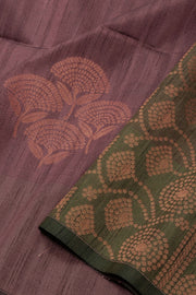 American Brown Jute Weave Kanjivaram Vegan Silk Saree 10074644