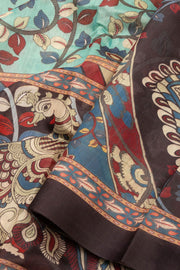 Blue Kalamkari Printed Malai Cotton Saree 10074676