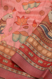 Pink Kalamkari Printed Malai Cotton Saree 10074680