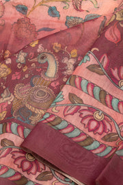 Pink Kalamkari Printed Malai Cotton Saree 10074687