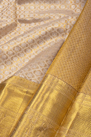 Cashmere Beige Monotone Bridal Kanjivaram Tissue Silk Saree 10074748