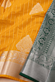 Yellow Kanjivaram Vegan Silk Saree with Contrast Pallu 10074870