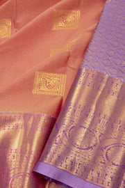 Peach Kanjivaram Vegan Silk Saree with Contrast Pallu 10074875