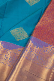 Blue Kanjivaram Vegan Silk Saree with Contrast Pallu 10074878