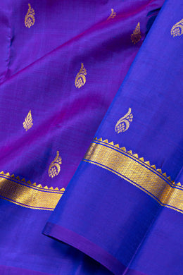 Purple Kanjivaram Pure Silk Saree with Contrast Pallu 10074893