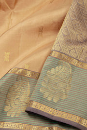 Beige Kanjivaram Pure Silk Saree with Contrast Pallu 10074895