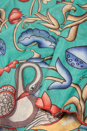 Green Printed Kalamkari Semi Tussar Silk Saree 10074913