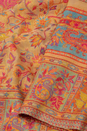 Cream Handloom Kashmir Kani Silk Saree 10075403