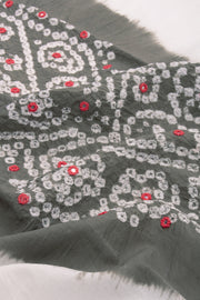 Grey Bandhani Mirror Work 3 Piece Salwar Suit Material 10075468