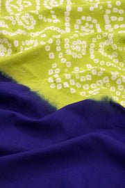 Green Bandhani Mirror Work 3 Piece Salwar Suit Material 10075475