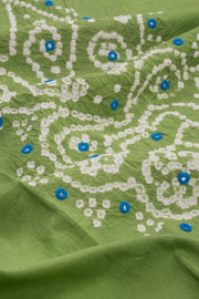 Green Bandhani Mirror Work 3 - Piece Salwar Suit Material 10075477