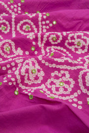 Pink Bandhani Mirror Work 3 - Piece Salwar Suit Material 10075478