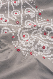 Grey Bandhani Mirror Work 3 - Piece Salwar Suit Material 10075479