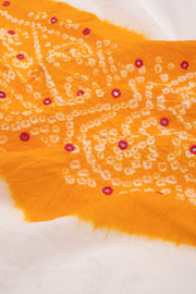 Yellow Bandhani Mirror Work 3 Piece Salwar Suit Material 10075483