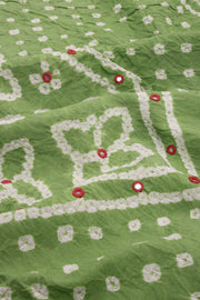 Green Bandhani Mirror Work 3 Piece Salwar Suit Material 10075484