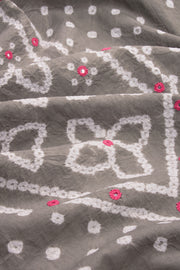 Grey Bandhani Mirror Work 3 Piece Salwar Suit Material 10075485