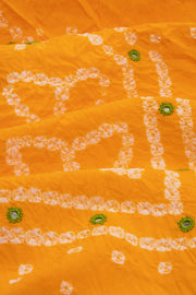 Yellow Bandhani Mirror Work 3 Piece Salwar Suit Material 10075486