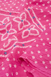 Pink Bandhani Mirror Work 3 - Piece Salwar Suit Material 10075487