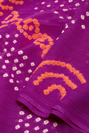 Purple Bandhani Mulmul Cotton Saree 10075489