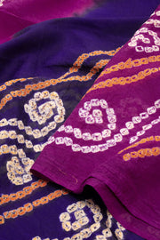 Purple Bandhani Mulmul Cotton Saree 10075490