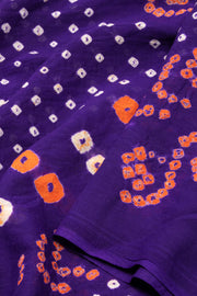Purple Bandhani Mulmul Cotton Saree 10075491