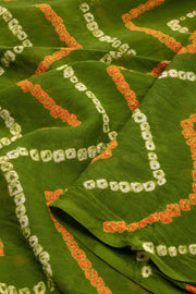 Green Bandhani Mulmul Cotton Saree 10075492