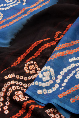 Blue Bandhani Mulmul Cotton Saree 10075493