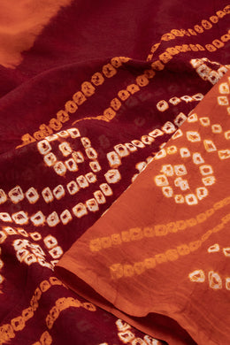 Orange Bandhani Mulmul Cotton Saree 10075494