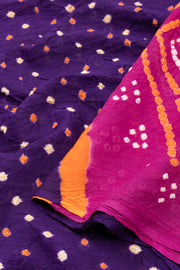Purple Bandhani Mulmul Cotton Saree 10075498