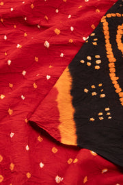 Red Bandhani Mulmul Cotton Saree 10075500
