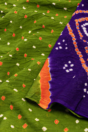 Green Bandhani Mulmul Cotton Saree 10075501