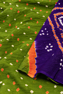 Green Bandhani Mulmul Cotton Saree 10075501