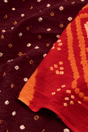 Brown Bandhani Mulmul Cotton Saree 10075502