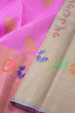 Pink Bridal Fancy Kanjivaram Pure zari saree with Paithani Pallu 10075517