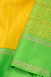 Turmeric Yellow Korvai Kanjivaram Silk Saree 10075519