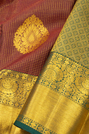  Barn Red Kanjivaram Silk Saree with Checks Design 10075528